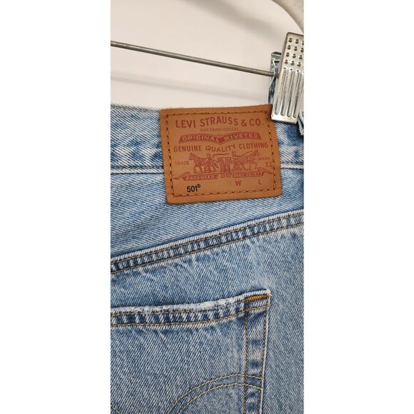 Levi's Light Wash Raw Hemline 501 Jeans Size 34 Button Fly - Picture 5 of 6